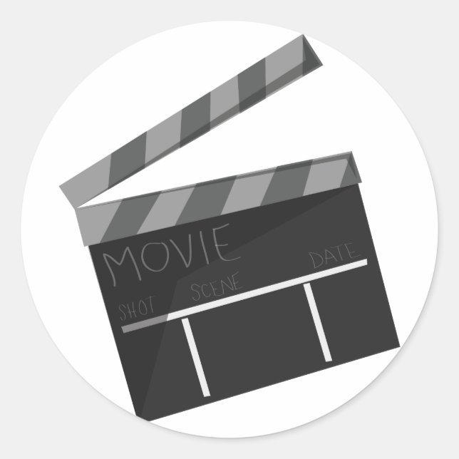 Pegatina Redonda Clapper de película (Anverso)