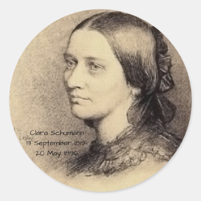 Pegatina Redonda Clara Schumann (Anverso)