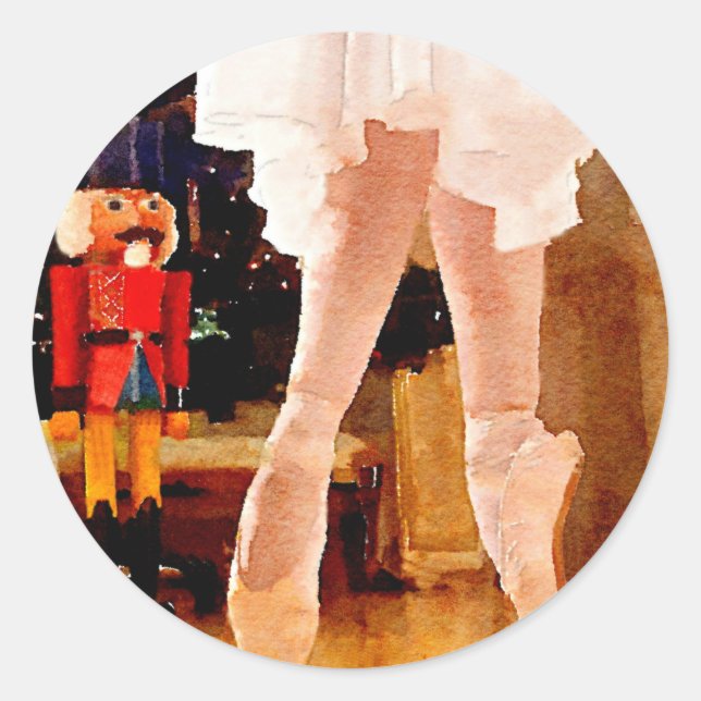 Pegatina Redonda Clara y el Nutcracker (Anverso)