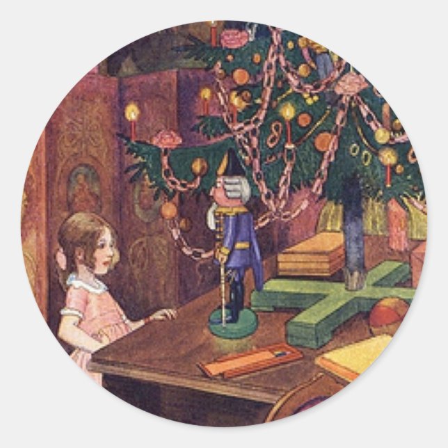 Pegatina Redonda Clara y el Nutcracker (Anverso)