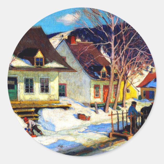 Pegatina Redonda Clarence Gagnon - Quebec Village (Anverso)