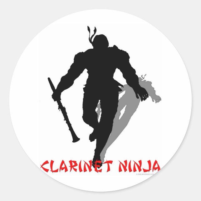 Pegatina Redonda Clarinet Ninja (Anverso)