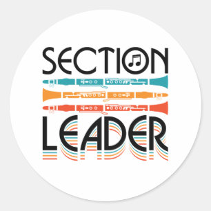 Pegatina Redonda Clarinet Section Leader School Band Retro