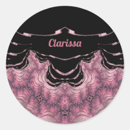 Pegatina Redonda CLARISSA ~ Negro y rosa ~