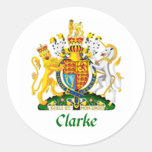 Pegatina Redonda Clarke "Clarke Coat of Arms"