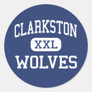 Pegatina Redonda Clarkston - Wolves - High - Clarkston Michigan