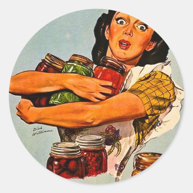 Pegatina Redonda ¡Claro Que Puedo! Segunda Guerra Mundial Retro Vin (Anverso)