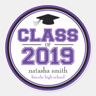 Pegatina Redonda Clase 2019 de favor de la graduación