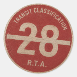 Pegatina Redonda Clase 28 de R.T.A. con acceso restringido al tráns