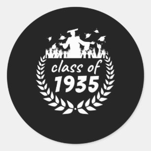 Pegatina Redonda clase de 1935 de diseño de graduación o reunión po