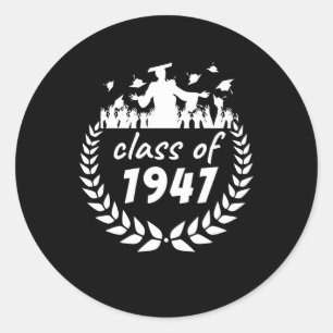 Pegatina Redonda clase de 1947 de diseño de graduación o reunión po