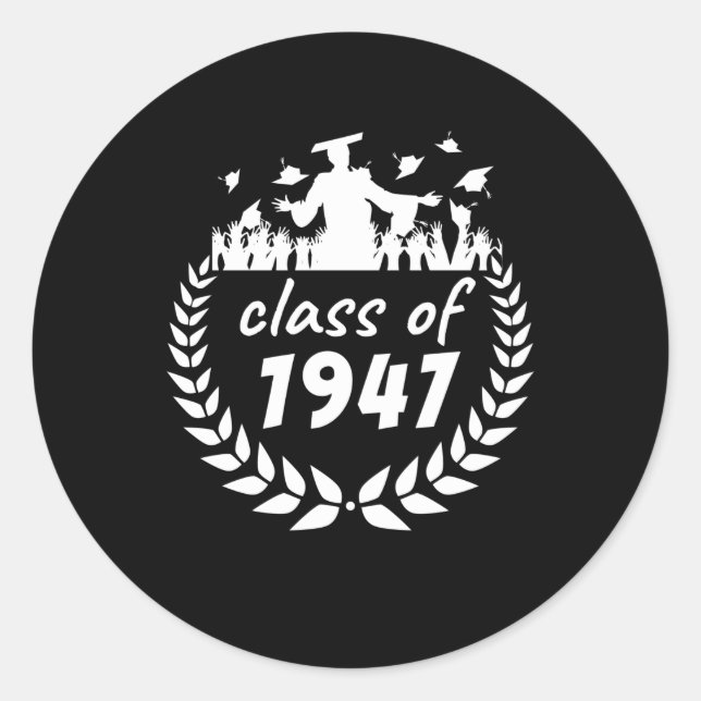 Pegatina Redonda clase de 1947 de diseño de graduación o reunión po (Anverso)