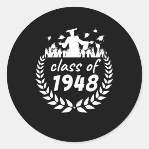 Pegatina Redonda clase de 1948 de diseño de graduación o reunión po