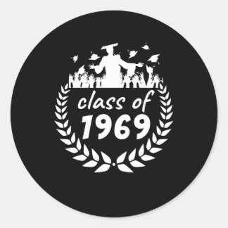 Pegatina Redonda clase de 1969 de diseño de graduación o reunión po