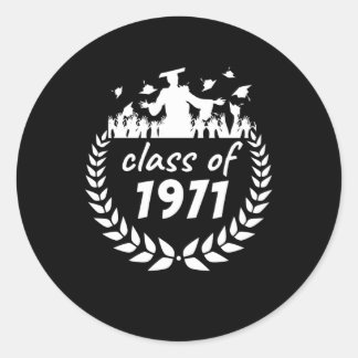 Pegatina Redonda clase de 1971 de diseño de graduación o reunión po