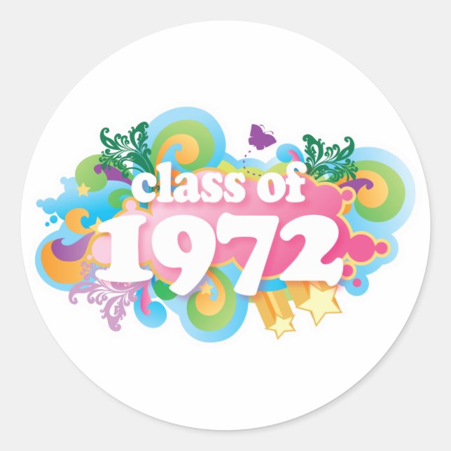 Pegatina Redonda Clase de 1972 (Anverso)
