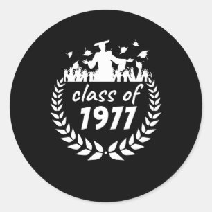 Pegatina Redonda clase de 1977 de diseño de graduación o reunión