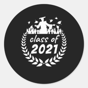 Pegatina Redonda clase de 2021 graduación o diseño de reunión por