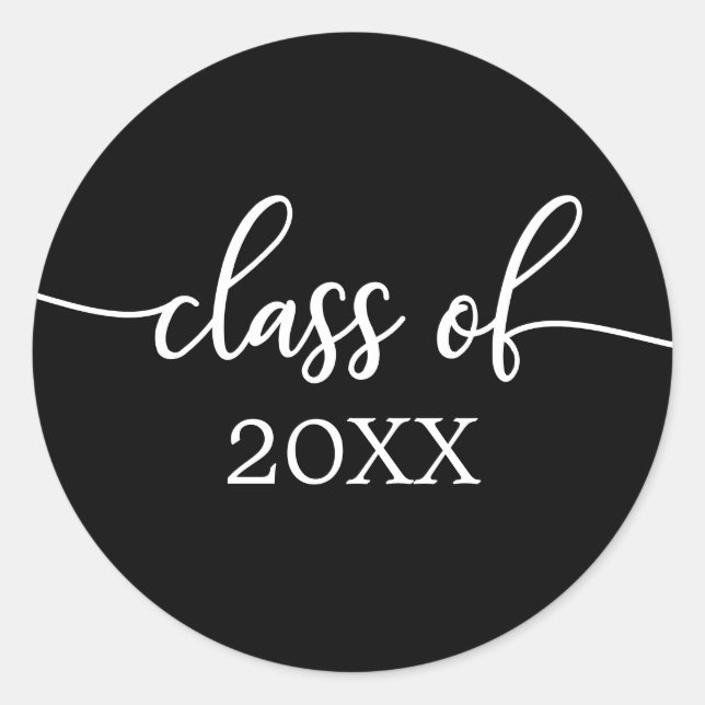 Pegatina Redonda Clase de 2021 Simple Moda Caligraphy Classic Roun (Anverso)
