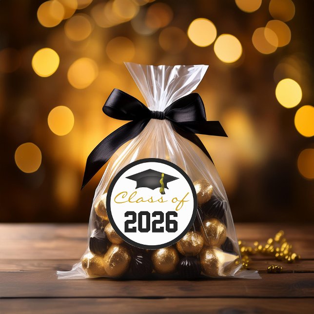 Pegatina Redonda Clase de 2023 Tapón de graduación (Class of 2026 Graduation Cap Classic Round Sticker - Envelope Seals and Favor Stickers)