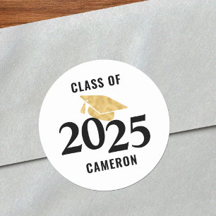 Pegatina Redonda Clase de 2025 de graduación personalizada
