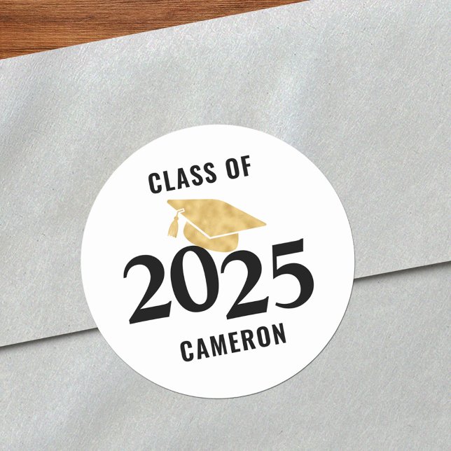 Pegatina Redonda Clase de 2025 de graduación personalizada (Subido por el creador)