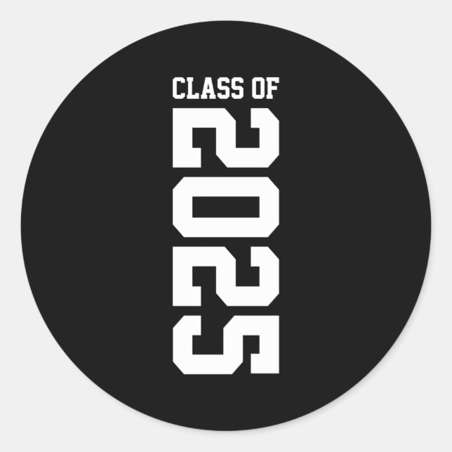 Pegatina Redonda Clase De 2025 Graduado Superior 25 (Anverso)