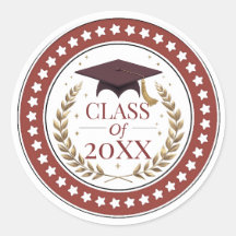 Clase de 2026 Graduación Elegante Rojo y Dorado St