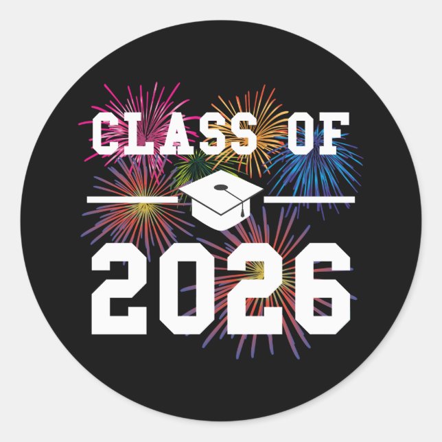 Pegatina Redonda Clase de 2026 Último Año (Anverso)