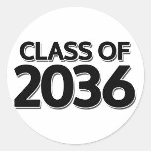 Pegatina Redonda Clase de 2036