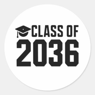 Pegatina Redonda Clase de 2036 Crece Conmigo Regreso a la Escuela