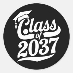 Pegatina Redonda Clase de 2037 Crece Conmigo Orgulloso Graduado