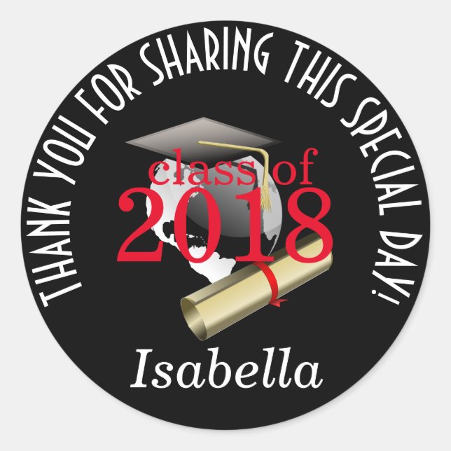 Pegatina Redonda Clase de 20xx - Gracias (Anverso)