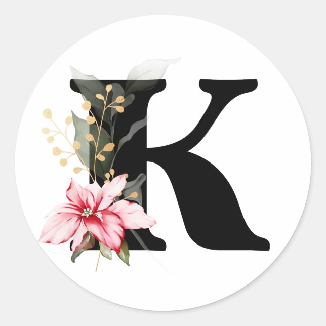 Pegatina Redonda clase de alfabeto cirílico búlgaro de MONOGRAMA de (Anverso)