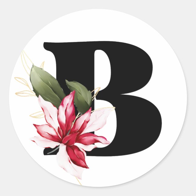 Pegatina Redonda clase de alfabeto cirílico búlgaro MONOGRAMA de in (Anverso)