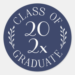 Pegatina Redonda Clase de año de licenciatura Moda Marina Emblema b