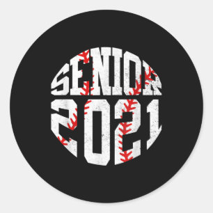 Pegatina Redonda Clase De Béisbol Graduado Senior 2021 2021