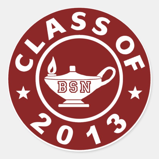 Pegatina Redonda Clase De BSN 2013 (Anverso)