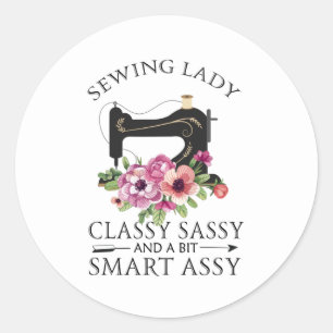 Pegatina Redonda Clase De Dama De Coser Sencilla Y Un Poco Intelige