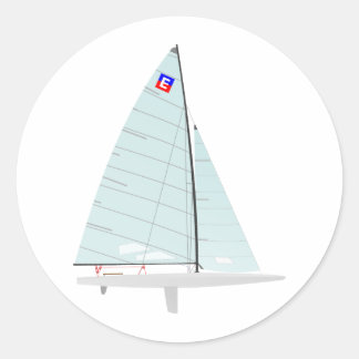 Pegatina Redonda Clase de diseño de barco de vela de Carreras de ar