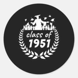 Pegatina Redonda clase de diseño de graduación o reunión de 1951 po