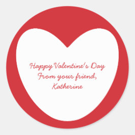 Pegatina Redonda Clase de El día de San Valentín de corazón blanco 