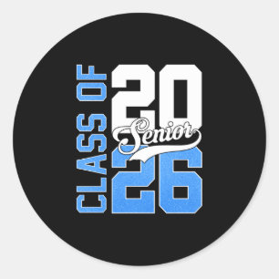 Pegatina Redonda clase de graduación 2026 graduado sénior de 2026 h