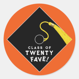 Pegatina Redonda Clase de graduación anaranjada de 2025