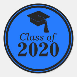 Pegatina Redonda Clase de Graduación Azul Negra 2024