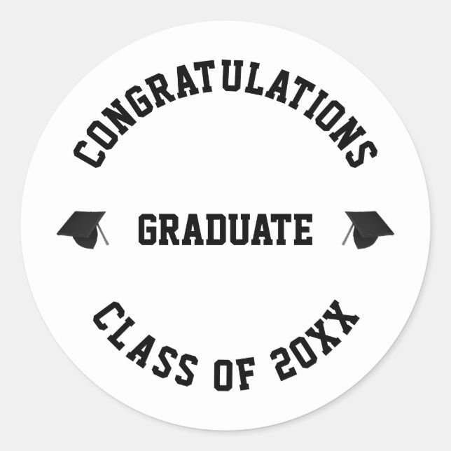 Pegatina Redonda Clase de graduación de año de clase de nombre pers (Anverso)