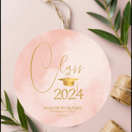 Pegatina Redonda Clase De Graduación De Goldenrod Peach Fuzz 2024