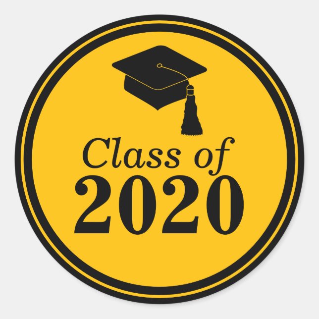 Pegatina Redonda Clase de Graduación de Oro Negro 2024 (Anverso)
