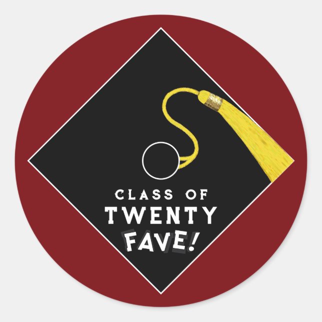 Pegatina Redonda Clase de graduación granate de 2025 (Anverso)