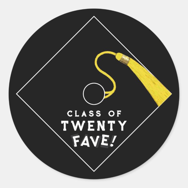 Pegatina Redonda Clase de graduación negra de 2025 (Anverso)